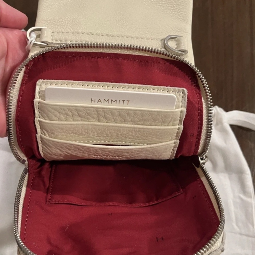 NWT $275 Hammitt Leather VIP Mobile phone Crossbody Coastal Cream Silver HRDWR - Picture 5 of 13